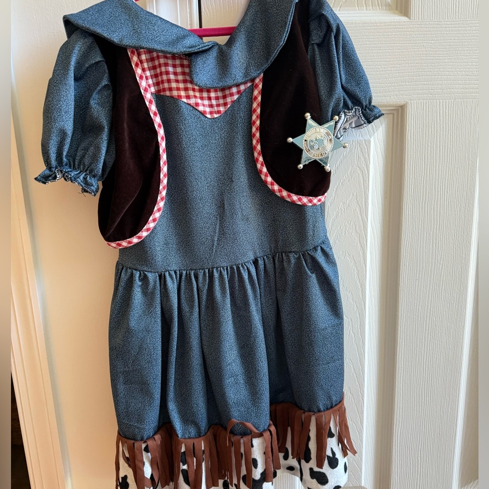 6/7YR Old Cowgirl Kids Costume - Blue and Brown